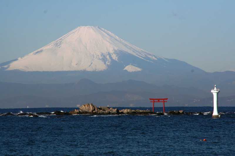 葉山森戸神社前からの富士山曼荼羅図、裕次郎灯台湘南の海 葉山森戸神社前からの富士山曼荼羅図、裕次郎灯台湘南の海（葉山森戸